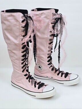 Converse Chuck Taylor XXHi Double Lace Pink Tall Sneakers Zip Up Boots Sz.8.5